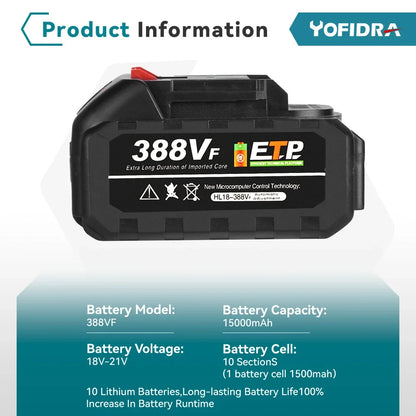 Yofidra 388VF Battery Rechargeable 22500mah 15000mah Lithium Ion Battery 928VF Li-ion Battery For Makita Electric Power Tool [BAT]