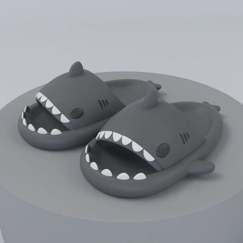 Summer Shark Slippers Lightweight Women Shark Slides Men Bathroom Flip Flops Home Anti-skid Flat Shoes Couple Children's Sandals [SHO]