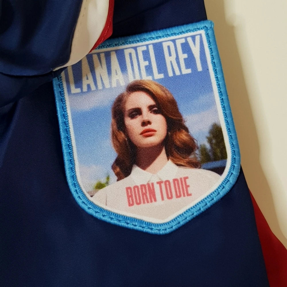 Lana Del Rey Men's & Women's Racing Jacket Embroidered Patch Top Commemorative LDR Navy Blue Racing T-Shirt Jacket Clothing [MEN]