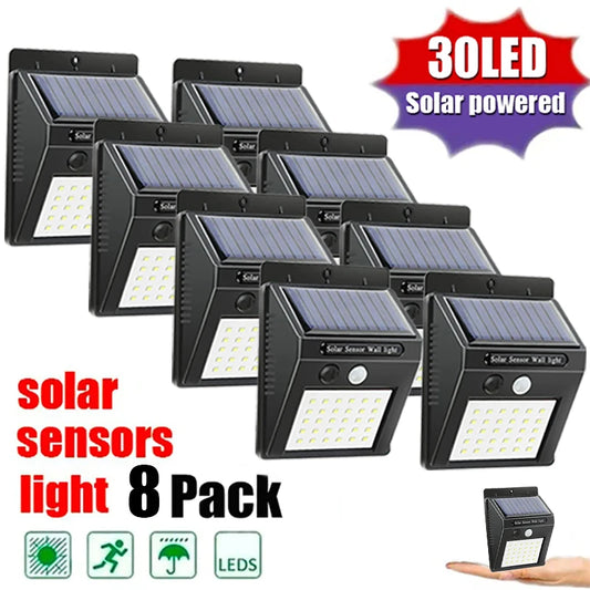 30 LED Solar Light PIR Motion Sensor Wall Light Outdoor Solar Lamp Waterproof Solar Powered Sunlight Street Lamp Garden Decor [SLG]