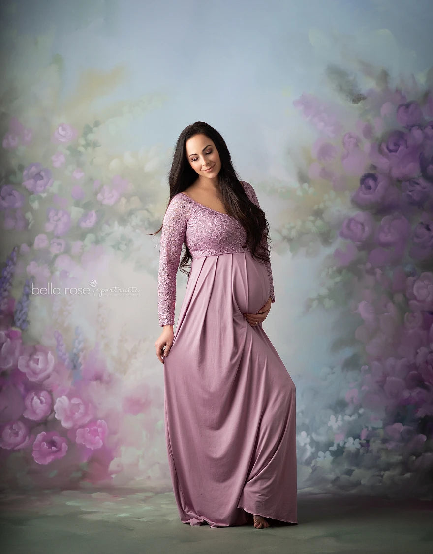 Fine Art Textured Hand Painted Flowers Photography Backdrops Retro Floral Portrait Background Pregnant Woman Photostudio [PHO]