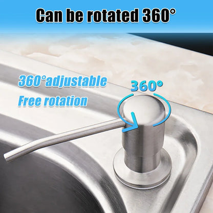 Kitchen Sink Liquid Soap Dispenser Pump Stainless Steel 500ML Liquid Soap Bottle Sink Mount Hand Pressure Soap Dispenser Bottle [DSP]