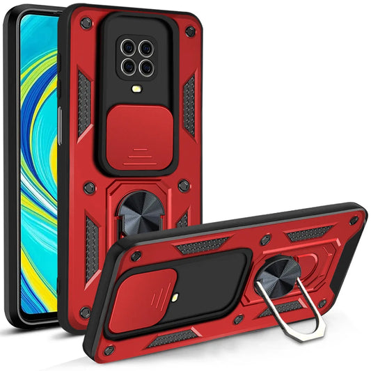 Slide Camera Lens Protective Case for Xiaomi Redmi Note 9 Pro 9T 9S Note9 Car Holder Magnetic Armor Shockproof Bumper Case Cover [CAR]