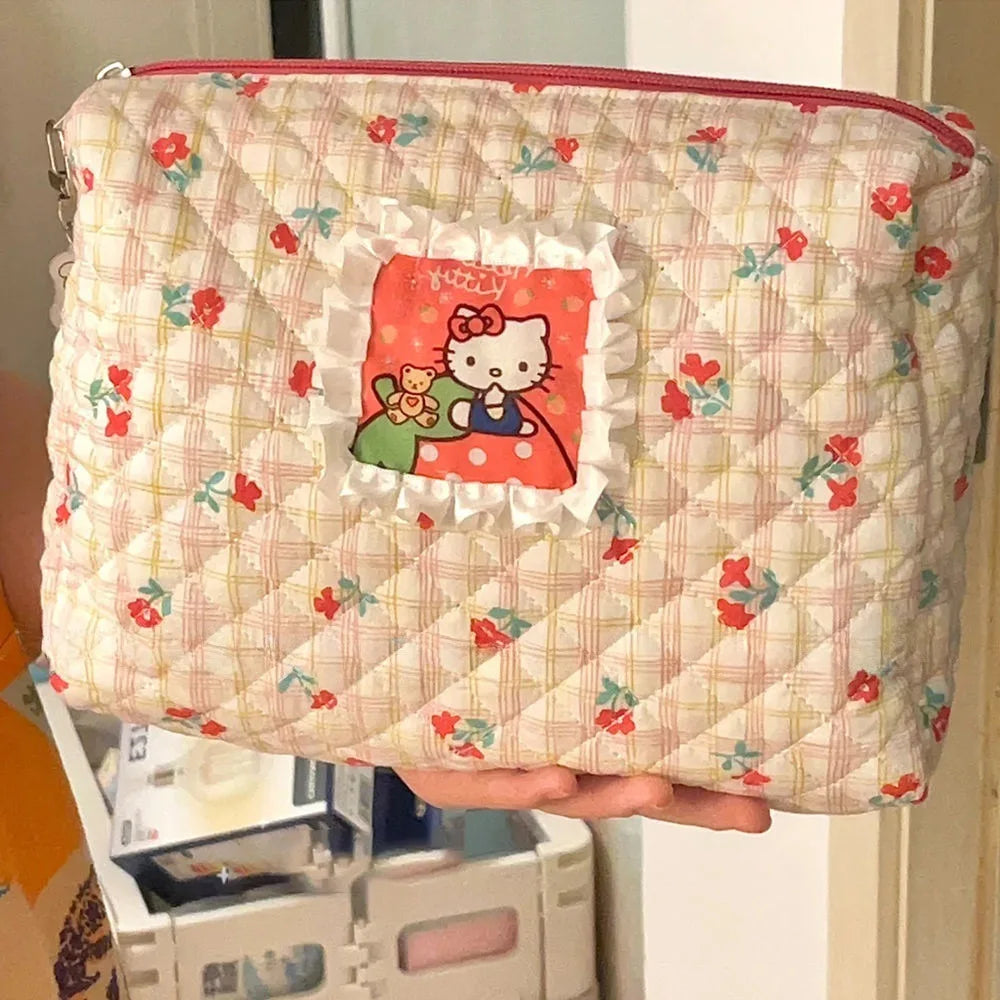 Hello Kitty Sanrio Cosmetic Bag Anime Kawaii Cartoon Beauty Travel Makeup Bag Toiletry Storage Bag Toys Girls Christmas Gifts [CSM]