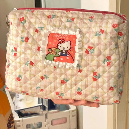 Hello Kitty Sanrio Cosmetic Bag Anime Kawaii Cartoon Beauty Travel Makeup Bag Toiletry Storage Bag Toys Girls Christmas Gifts [CSM]