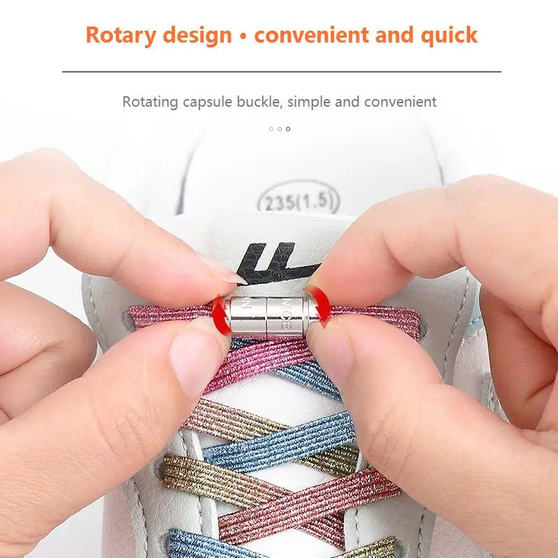 New Capsule Lock Shoelaces without ties Rainbow Elastic Laces Sneaker No Tie Shoe laces Kids Adult Quick Flat Shoelace for Shoes [SHO]