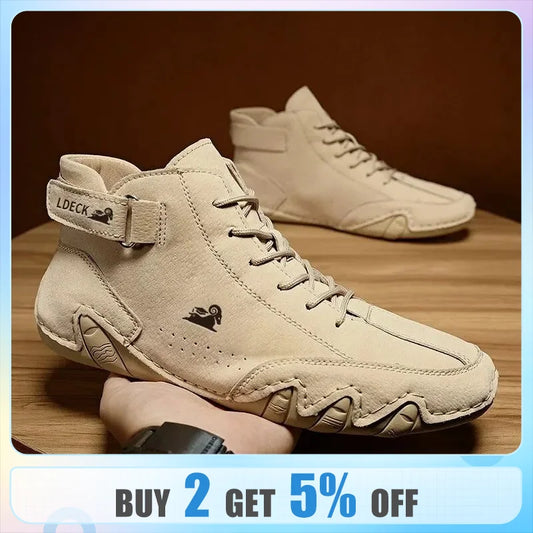 Ankle Boots for Men Outdoor Light Casual Leather Shoes Winter Luxury Men Shoes Male Waterproof Snow Boots High Top Sneakers [SHO]