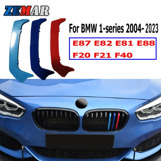 ZEMAR 3pcs ABS For BMW F20 F21 F40 Series 1 E87 E82 E81 E88 Car Racing Grille Strip Trim Clip M Accessories 2004-2021 2022 2023 [BDK]