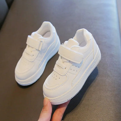 Tenis Sneakers Kids Spring/Autumn New Boys Girls Sports Shoes Casual Board Shoes Leather Soft Soled Children Small White Shoes [SHO]