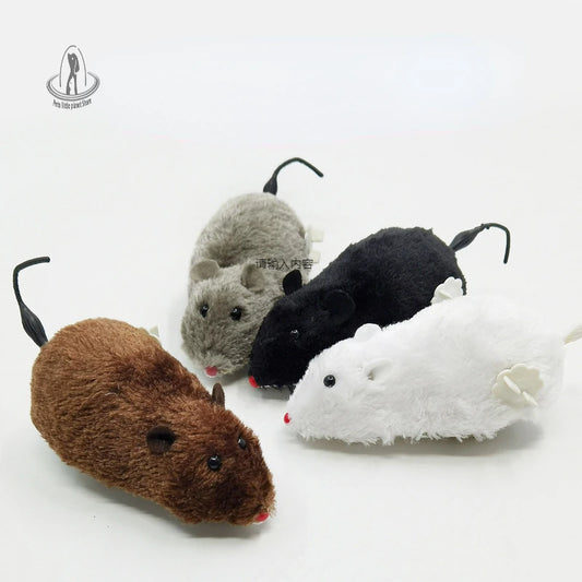 Hot Creative Funny Clockwork Spring Power Plush Mouse Toy Cat Dog Playing Toy Mechanical Motion Rat Pet Accessories Cat Toys [PET]