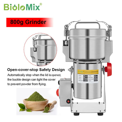 BioloMix 800g 700g Grains Spices Hebals Cereals Coffee Dry Food Grinder Mill Grinding Machine Gristmill Flour Powder crusher [HAP]