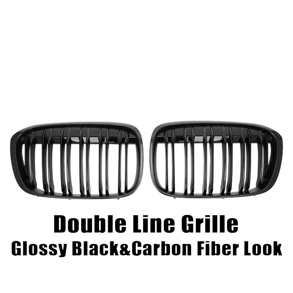 XVIP Glossy Black Diamonds Style Front Bumper Kidney Grilles For BMW X1 F48 F49 2016-2019 Shiny Line Style Upper Racing Grilles [BDK]