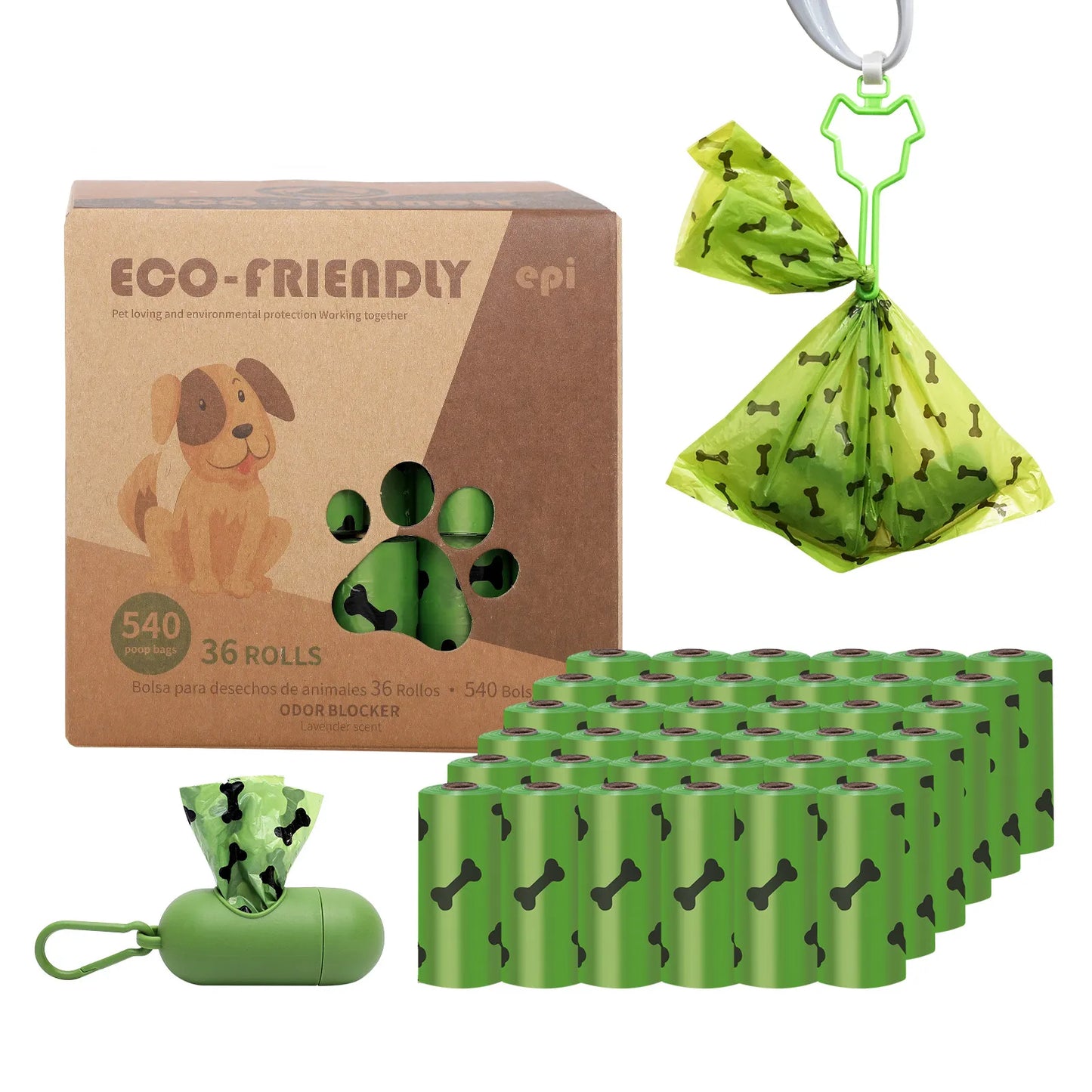 EPI Biodegradable Pet Garbage Bag Dog Poop Bags Dog Poop Bag Dispenser Dog Cleaning Supplies Dog Products for Dogs [DSP]