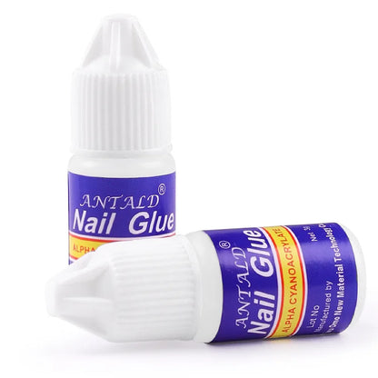 Fast Drying Nail Art Glue Tips Glitter UV Acrylic Rhinestones Decorations False Nails With Glue Tip Manicure Nail Accessories [BEU]