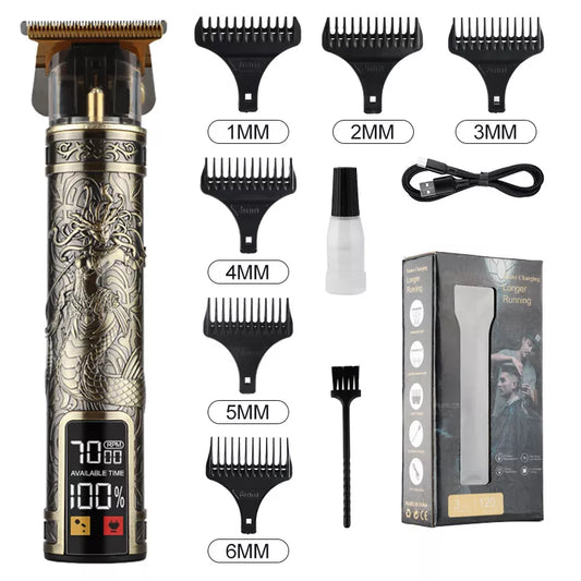 T9 LCD Electric Hairdresser Oil Shaving Head Electric Pusher Carving Electric Pusher Clipper Hair Precision Trimmer for Men Care [HAI]