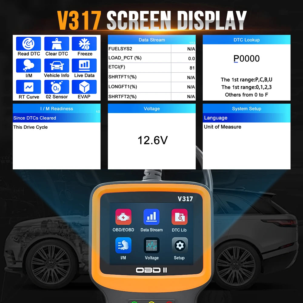 V317 OBD2 Car Diagnostic Scan Tool Automotive ODB 2 Code Reader Live Data Scanner Auto Tools Check Engine System PK ELM 327 V1.5 [CAR]