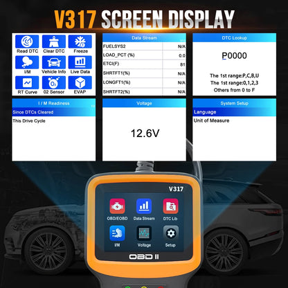 V317 OBD2 Car Diagnostic Scan Tool Automotive ODB 2 Code Reader Live Data Scanner Auto Tools Check Engine System PK ELM 327 V1.5 [CAR]