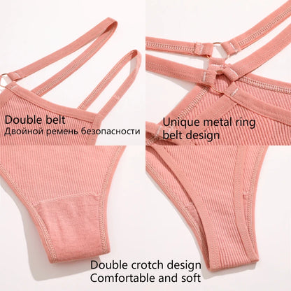 Women Sexy Low Waist Thong Double Thin Strap Panties Ladies Briefs Lingerie Panty Underwear Female Bikini Lingerie Thongs [GRM] [UND]