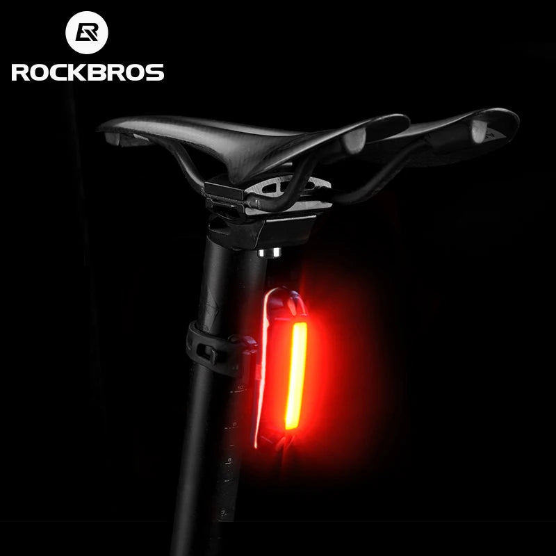 ROCKBROS Bicycle Light Waterproof Bike Taillight LED USB Rechargable Safety Back Light Riding Warning Saddle Bike Rear Light [SPT]