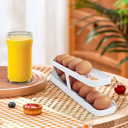 2023 New Refrigerator Egg Rolling Storage Rack Egg Storage Holder Rolldown Egg Dispenser Refrigerator Storage Box [DSP]