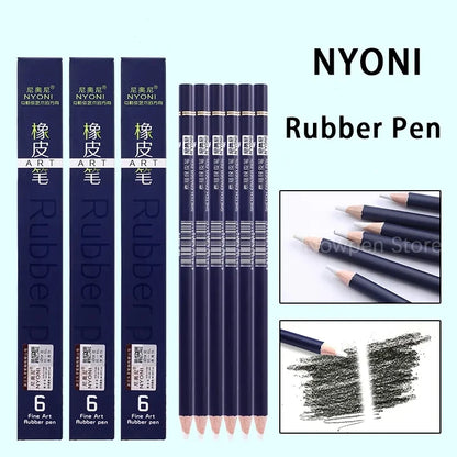 NYONI Rubber Pen Eraser Pencil Pen Tip Rubber Type 1/3/6pcs High Precision Pencil Eraser For Manga Highlight Art Supplies N2810 [STA]