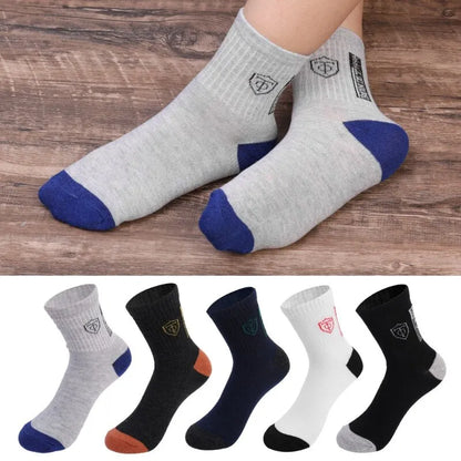 5Pairs Breathable Cotton Sports Stockings Men Bamboo Fiber Autumn and Winter Men Socks Sweat Absorption Deodorant Business Sox [SOX]