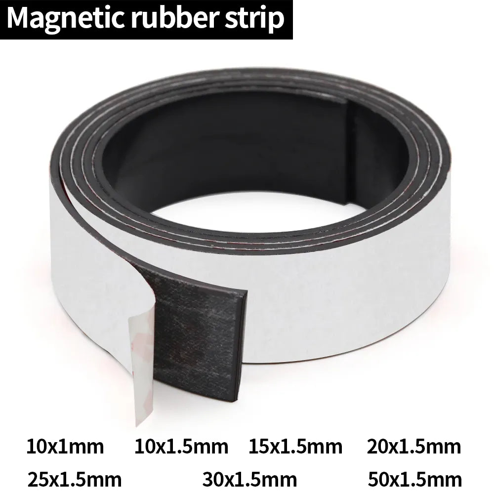 10/15/20/25/30/40/50x1.5mm  Self Adhesive Magnetic Tape Rubber Magnet Tape Strong Flexible Magnet Strip [MAG]
