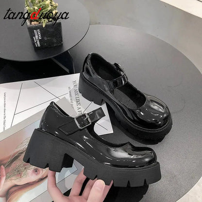 Shoes Women's heels mary janes platform Lolita shoes on heels Pumps Women's Japanese Style Vintage Girls High Heel shoes for women [LOL]