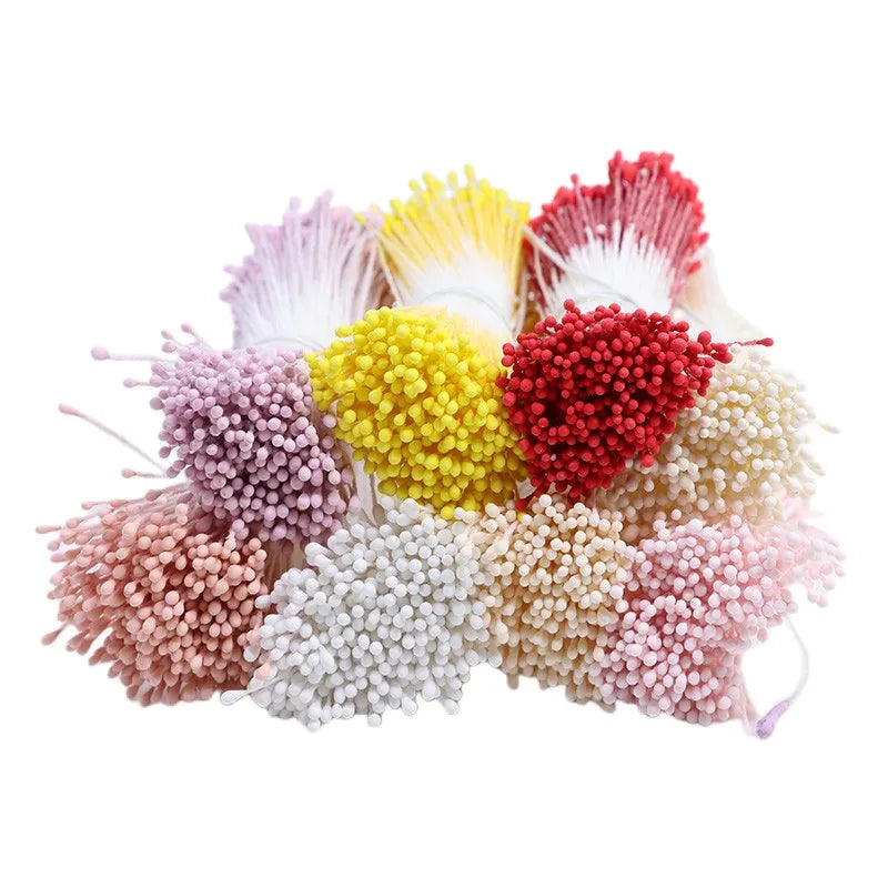 380pcs 1mm Double Heads Stamen DIY Artificial Mini Floral flower stamen pistil Muted Colour Stamen [FLW]