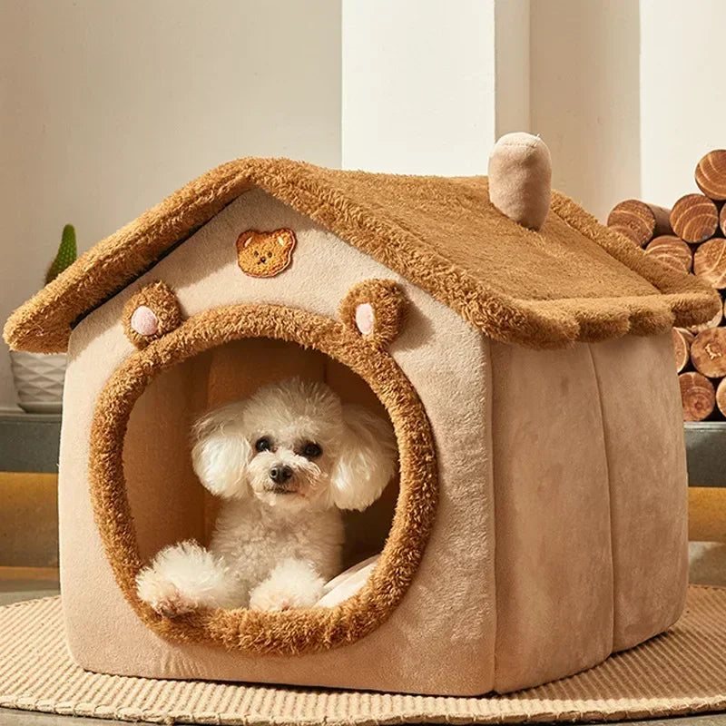 Foldable Dog House Kennel Bed Mat For Small Medium Dogs Cats Winter Warm Cat Bed Nest Pet Products Basket Pets Puppy Cave Sofa [PET]