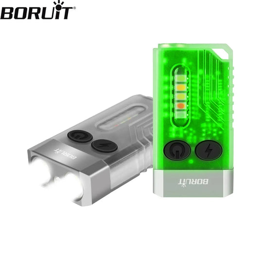 BORUiT V10 EDC Keychain LED Fluorescence Flashlight Type-C Rechargeable Torch Work Light Magnet Buzzer 365nm UV V3 Plus Lantern [MAG]