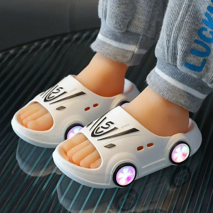 Kids Luminous Slippers Summer Indoor Cartoon Car Girls Shoes Soft Anti-slip Boy Beach Shoes Fashion Outdoor Children LED Slipper [SHO]