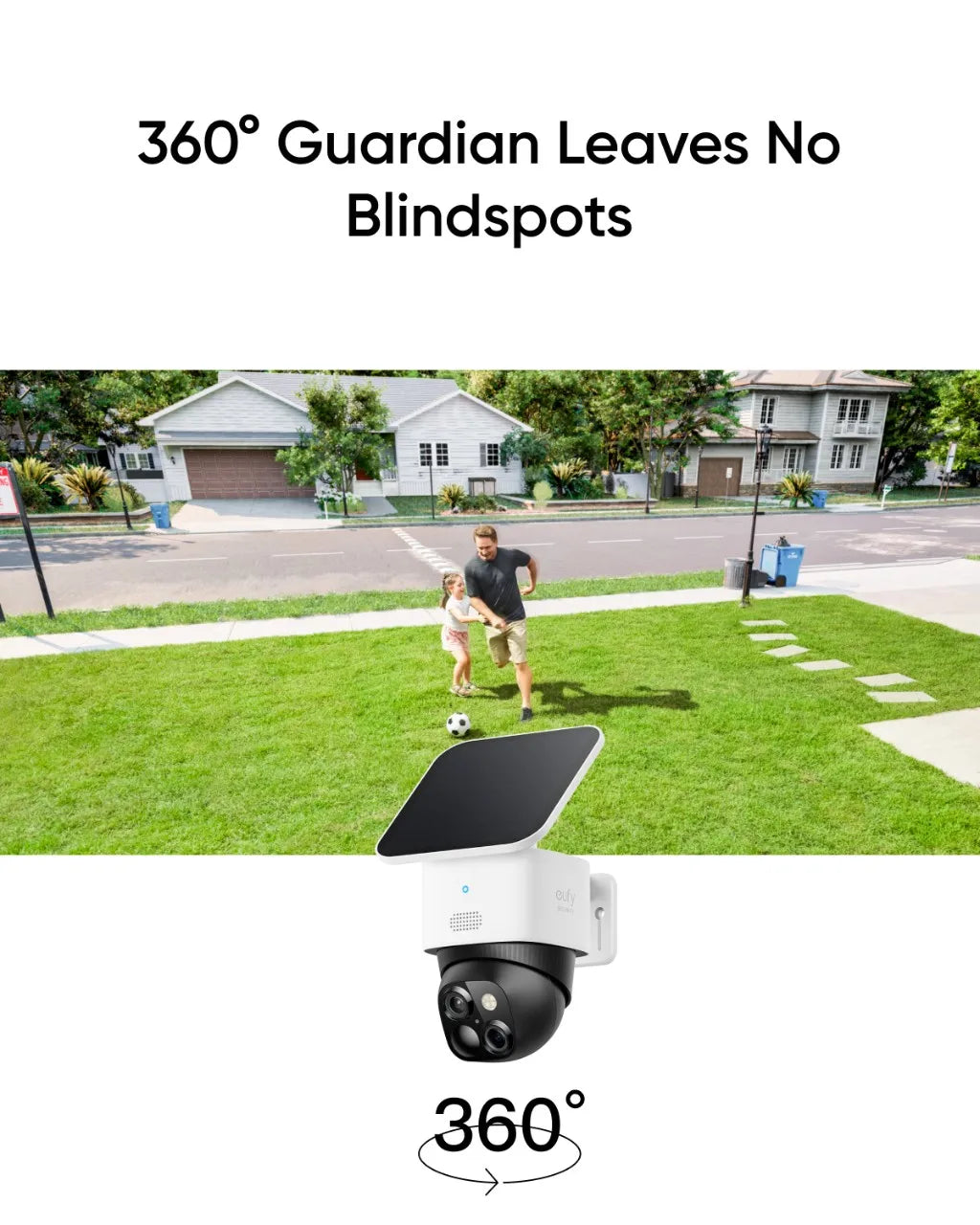 eufy SoloCam S340 Solar Security Camera Wireless Outdoor Camera 360° Surveillance No Blind Spots 2.4 GHz Wi-Fi No Monthly Fee [SEC]