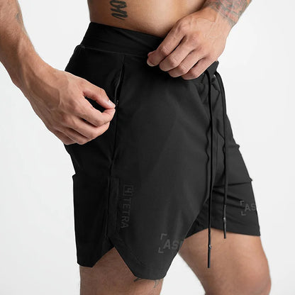 Gym Men's Quick-drying Training Shorts Men Sports Casual Clothing Fitness Workout Running Grid Compression Athletics Shorts [MEN]