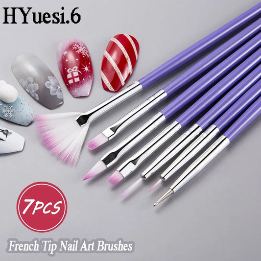 7pcs/Set Professional UV Gel Liner Painting Brush Dotting Pen French Style Nail Art Brushes Set DIY Manicure Tool [BEU]