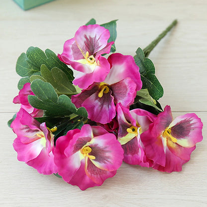 Artificial Pansy Flowers 10 Head 26cm Silk Fake Pansy Flower Christmas Decor For Home Party Wedding Party Background Decor [FLW]