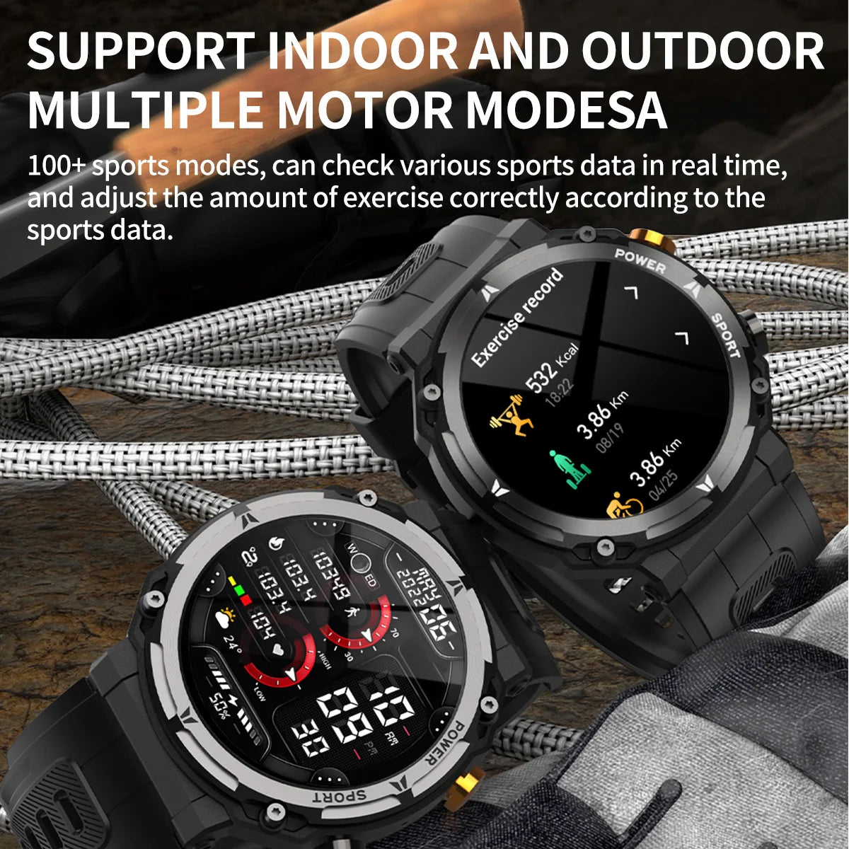 MISIRUN C21Pro Smart Watch Men Outdoor Sport Smartwatch BT Call Voice Assistant Watch Heart Rate Monitor Waterproof Wristwatch [SWH]