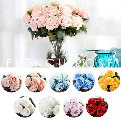 10 Heads Rose Artificial Flower Big Bouquet Silk Flower for Wedding Home Party Decoration Fake Flower Fall Decoration [FLW]