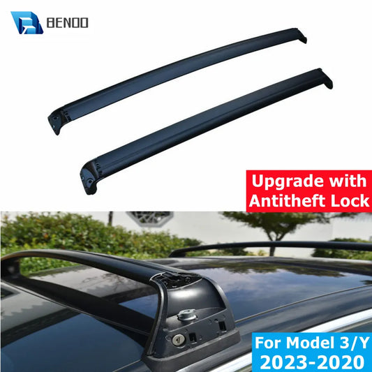 Upgrade Roof Rack Cross Bars with Antitheft Locks for Tesla Model Y Model 3 2023 Aluminum Cargo Carriers Rooftop Crossbar Holder [CAR]