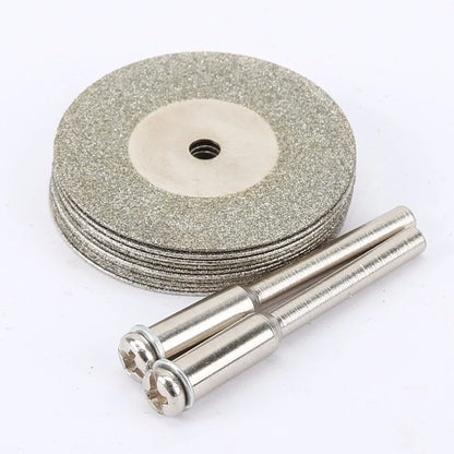 10pcs 30mm Diamond Cutting Discs Cut Off Mini  Saw Blade with 2pcs Connecting 3mm Shank for Dremel Drill Fit Rotary Tool [TPT]