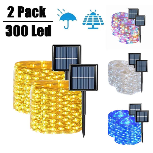 32M/22M/12M/7M Solar Led Light Outdoor Garden Fairy String Light 300 Led Twinkle Waterproof Lamp for Christmas Patio Tree Party [SLG]