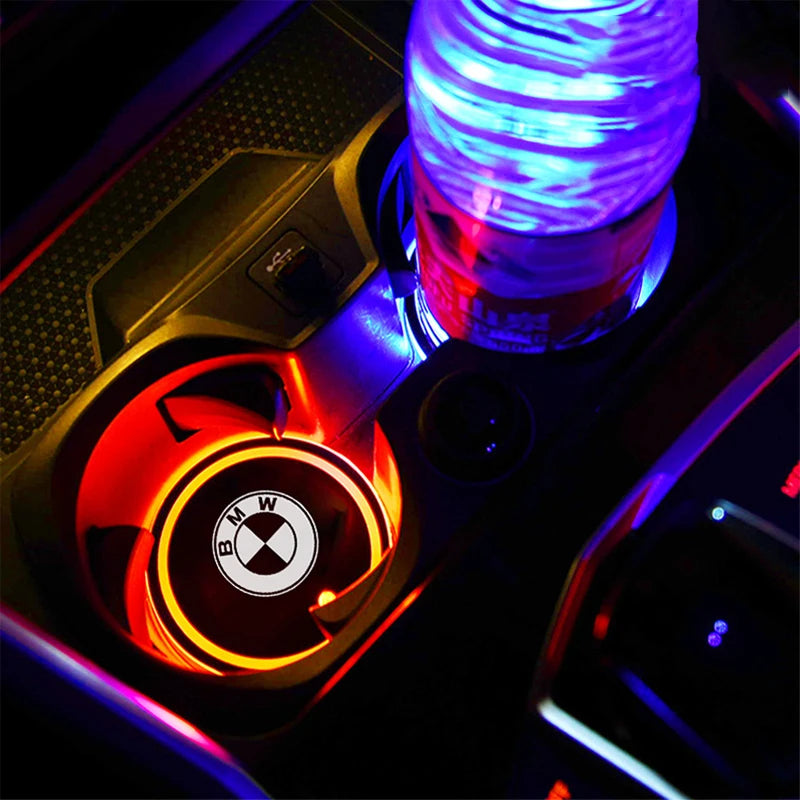 LED Luminous Car Water Cup Holder Coaster Lamps For BMW M E46 E90 E60 F30 E39 F10 F20 E87 E36 F20 E92 1 2 3 5 Series X1 X3 X5 X7 [BDK]