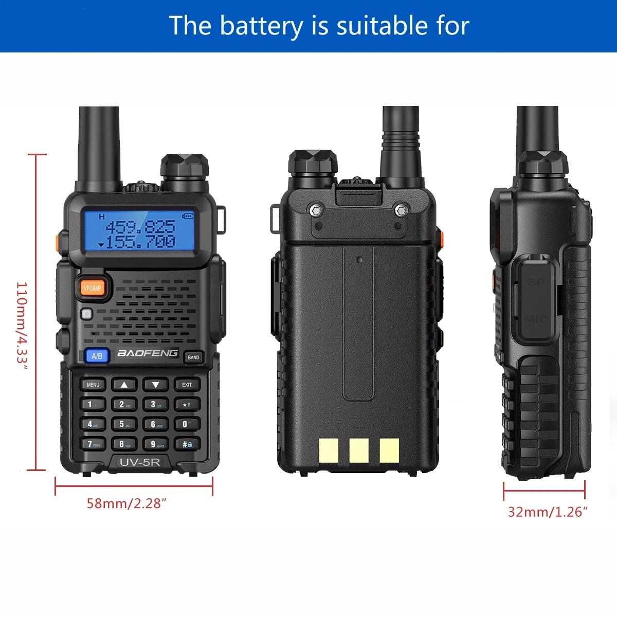 Original Baofeng UV-5R 2800mAh 7.4V Li-on Rechargeable Batteries UV5R Radio Accessories UV 5R Walkie Talkie Battery BL-5 Battery [TEL]