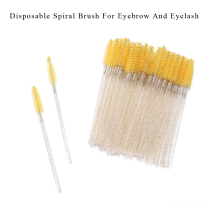 50pcs Disposable Eyelash Brushes Extension Crystal Eyebrow Brush Mascara Wand Eye Lashes Cosmetic Tool Set Makeup Beauty [CSM]