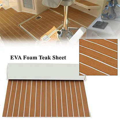 Self-Adhesive Foam Teak Decking EVA Foam Boat Flooring Faux Teak Decking Sheet Accessories Marine Boat Deck Mat 2400x600x6mm [MRN]