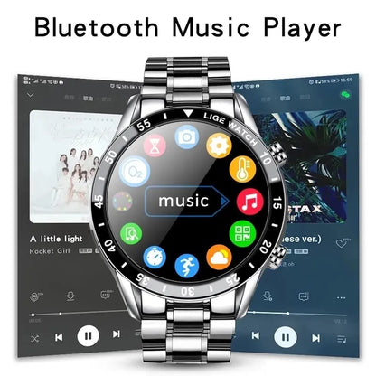 LIGE Smart Watch Men Full Circle Touch Screen Bluetooth Call Men Smartwatch Waterproof Sport Activity Fitness Watch+Box [SWH]