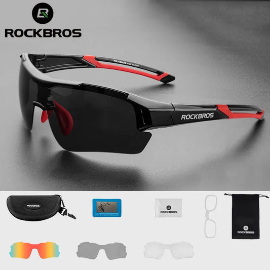 ROCKBROS Polarized Cycling Glasses Men Sports Sunglasses Road MTB Mountain Bike Bicycle Riding Protection Goggles Eyewear 5 Lens [CYC]