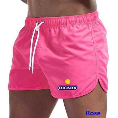 Summer Ricard men's printed shorts, breathable lace Sportswear, beach quick drying, gym and fitness casual fashion [MEN]