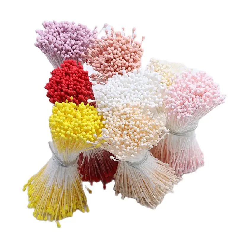 380pcs 1mm Double Heads Stamen DIY Artificial Mini Floral flower stamen pistil Muted Colour Stamen [FLW]