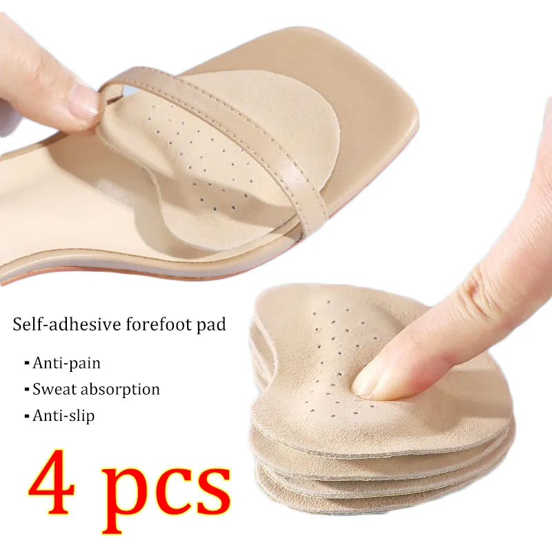 4pcs Sandals Anti-slip Stickers Leather Forefoot Pad Women High Heels Pain Relief Insert Insoles Toe Cushion Foot Care Shoes Pad [SHO]